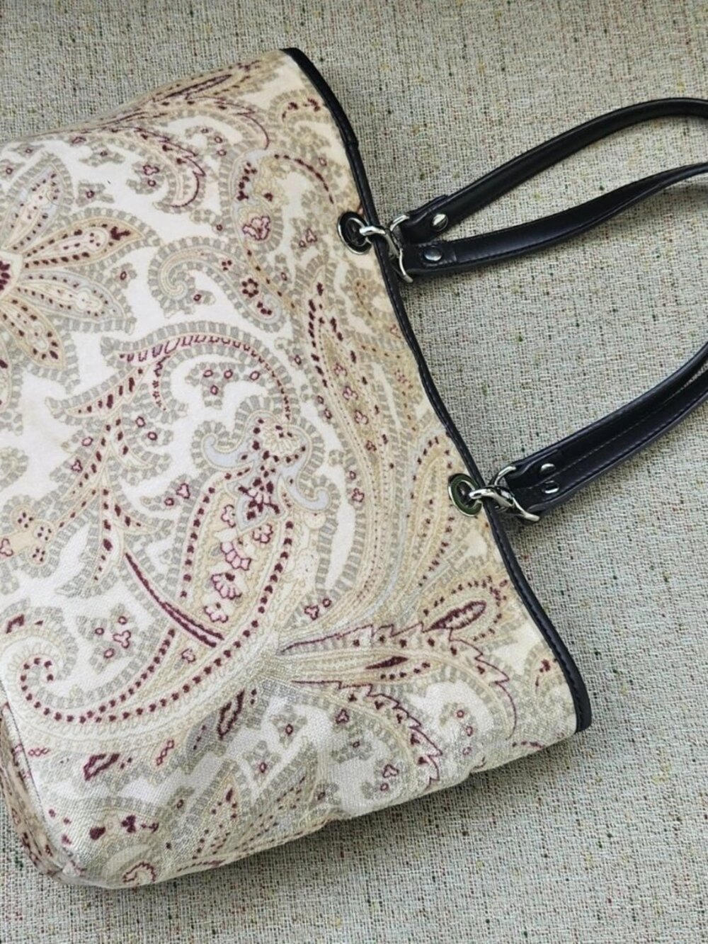 Lauren Ralph Lauren Women Hand Bag Purse Beige Suede Fabric Purse - Picture 4 of 13